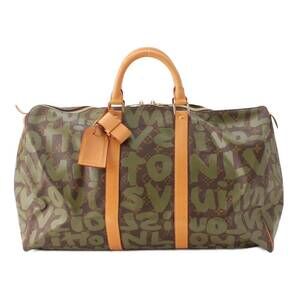 Louis Vuitton Keepall Monogram Painted Graffiti Boston Bag Green